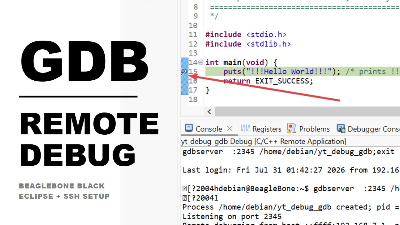 Eclipse remote GDB debug setup for a BeagleBone Black Linux target